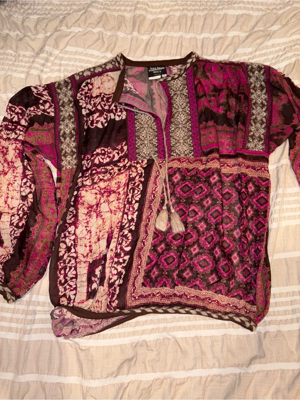 Jean Paul Gaultier Patchwork Blouse in Magenta and Brown